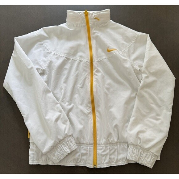 NIKE LIVE STRONG REVERSIBLE WINDBREAKER JACKET Women's SIZE XS WHITE yellow trim - Picture 1 of 16